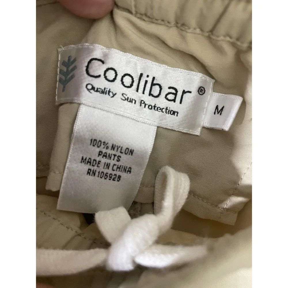 Coolibar Men's Beige Tan Nylon Pull On Travel Hiking Pants‎ Medium SPF 50+